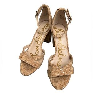 Sam Edelman Tan Cork Women's Heel Sandals Size 6